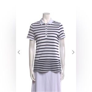 Burberry White Polo Shirt with Black Stripes